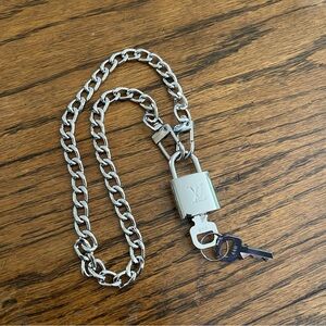Louis Vuitton Silver Padlock Key Chain Necklace